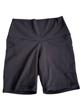 High-Rise Black Bike Shorts with Side Pockets